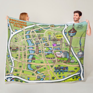 Downtown San Antonio Texas Fun Map Fleece Blanket