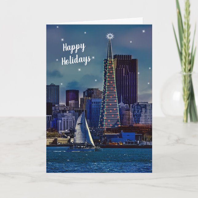 Downtown SAN FRANCISCO at Christmas Holiday Card (Front)