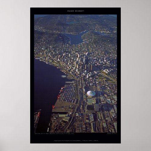 Downtown Seattle at Sunset With Kingdome 1999 Poster