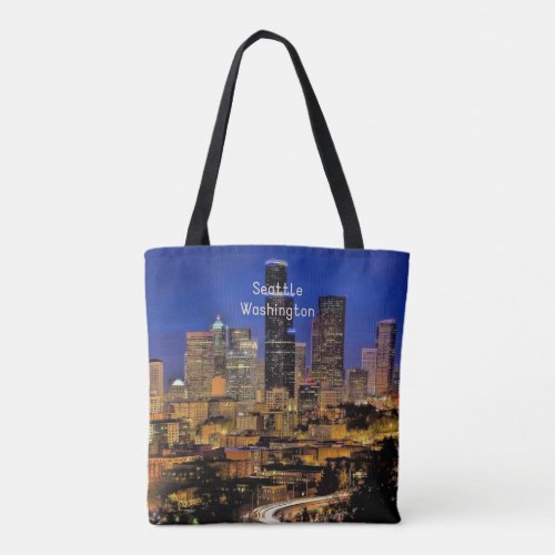 Downtown Seattle cityscape photograph Tote Bag