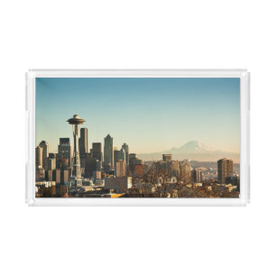 Downtown Seattle skyline and Space Needle Acrylic Tray