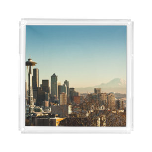 Downtown Seattle skyline and Space Needle Acrylic Tray
