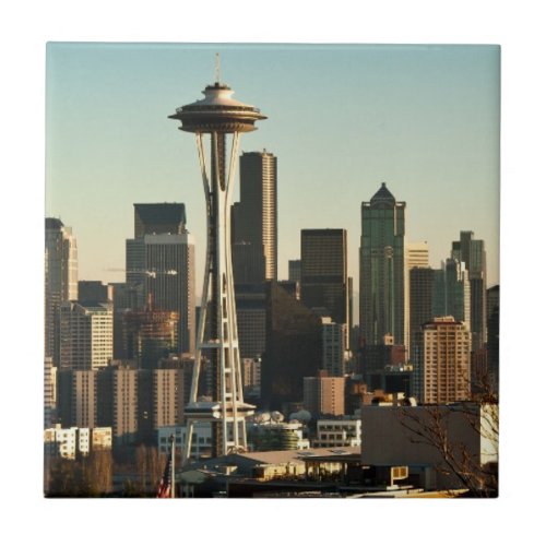 Downtown Seattle skyline and Space Needle Ceramic Tile