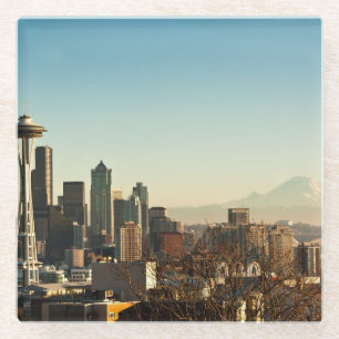 Downtown Seattle skyline and Space Needle Glass Coaster