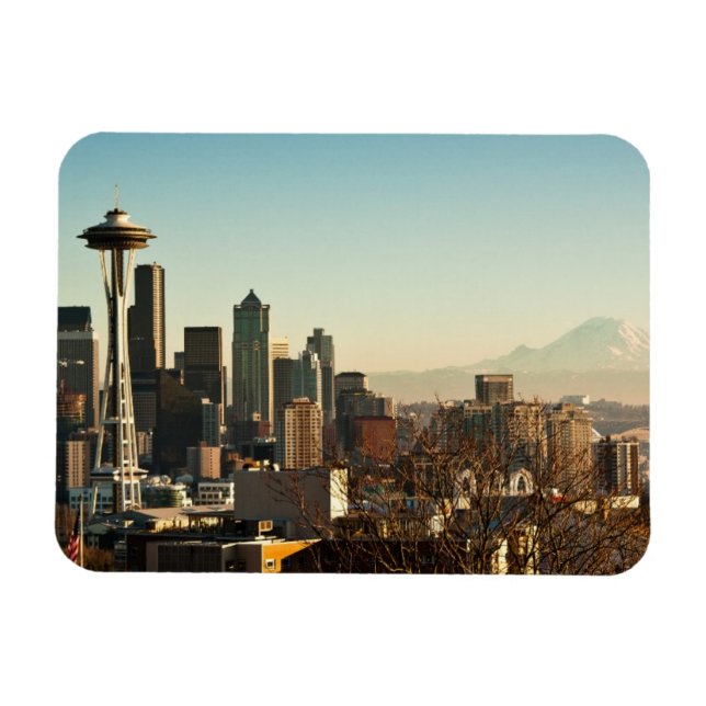 Downtown Seattle skyline and Space Needle Magnet (Horizontal)