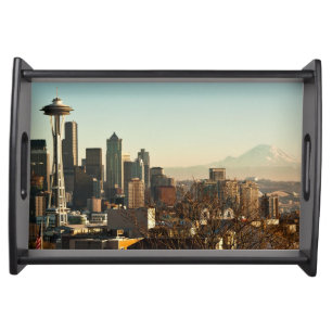 Downtown Seattle skyline and Space Needle Serving Tray