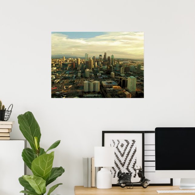 Downtown Seattle Washington Skyscrapers Poster (Home Office)