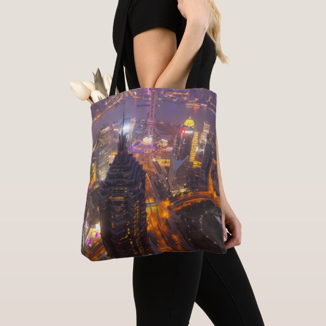 Downtown Shanghai City Tote Bag (Close Up)