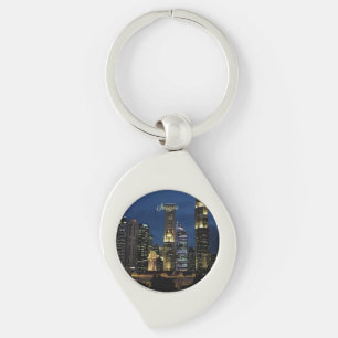 Downtown Singapore at Night Keychain