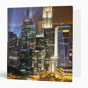 Downtown Singapore city at night 3 Ring Binder