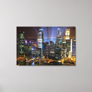 Downtown Singapore city at night Canvas Print