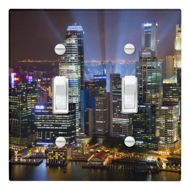 Downtown Singapore city at night Light Switch Cover (In Situ)