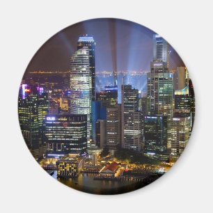 Downtown Singapore city at night Magnet