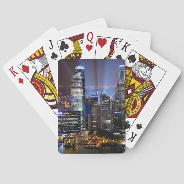Downtown Singapore city at night Poker Cards (Back)