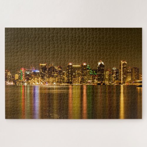 Downtown Skyline at night San Diego Jigsaw Puzzle