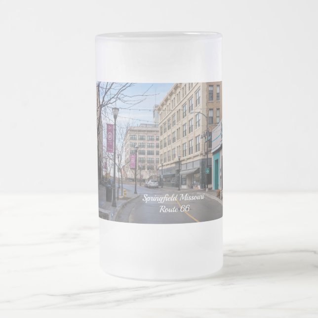Downtown Springfield Frosted Glass Beer Mug (Center)