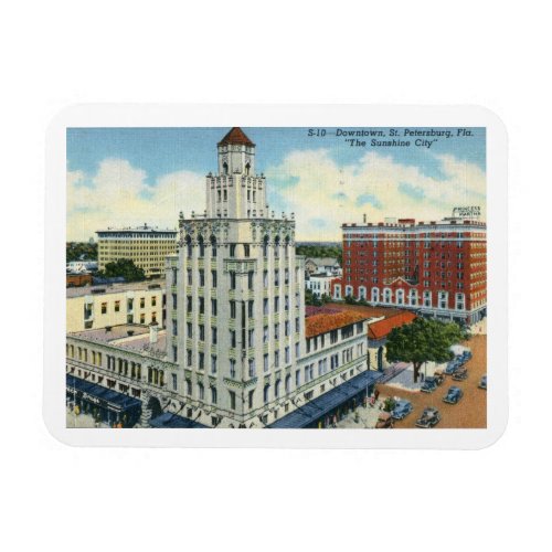Downtown St Petersburg FL Vintage Postcard Magnet