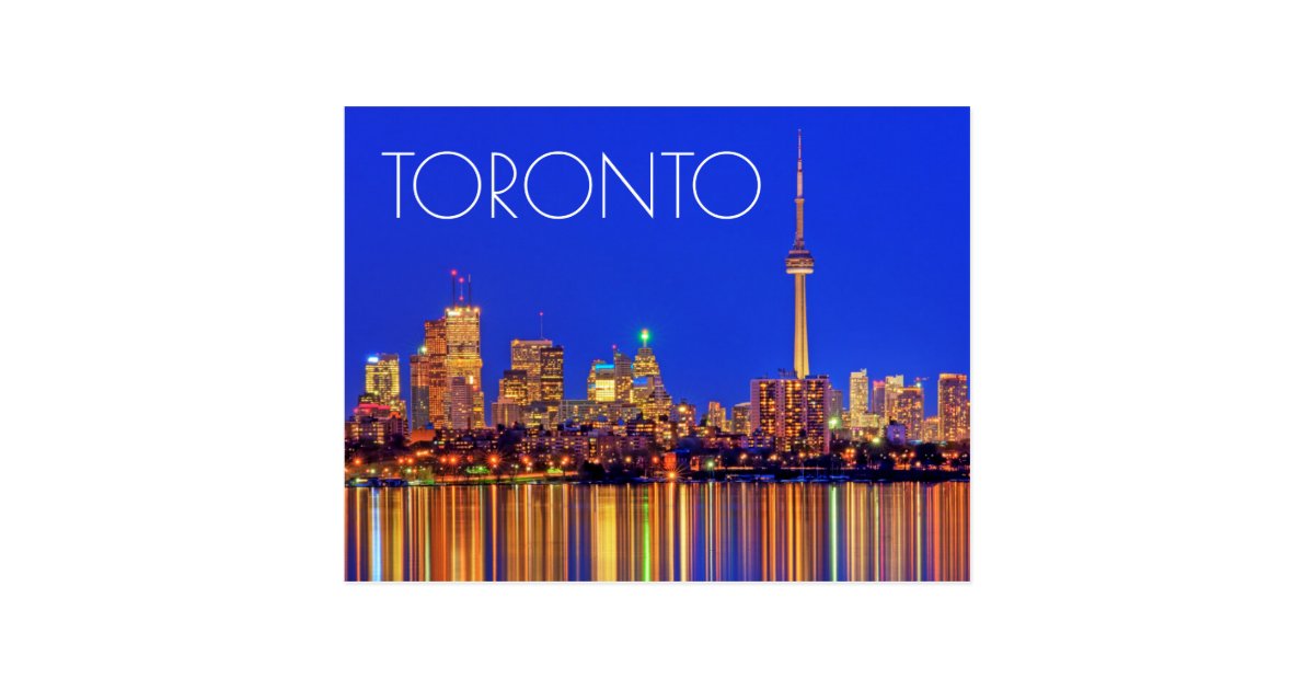 Downtown Toronto Skyline At Night Postcard Zazzle Com