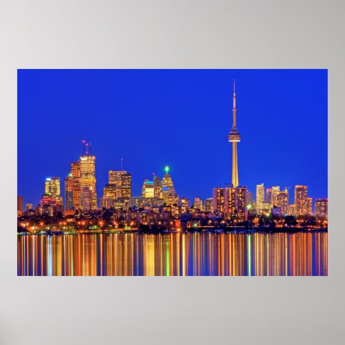 Downtown Toronto skyline at night Poster
