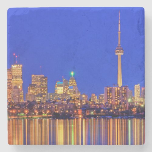 Downtown Toronto skyline at night Stone Coaster