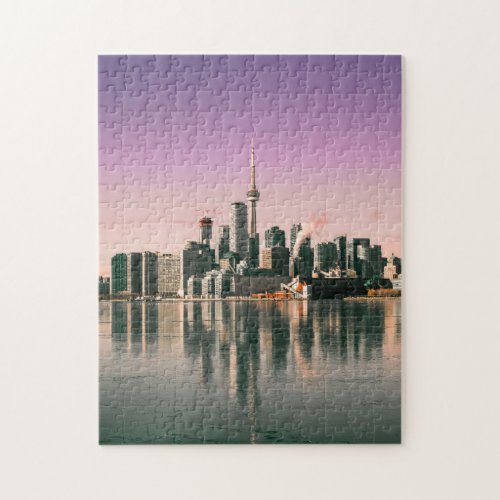 Downtown Toronto Skyline Reflected In Lake Ontario Jigsaw Puzzle