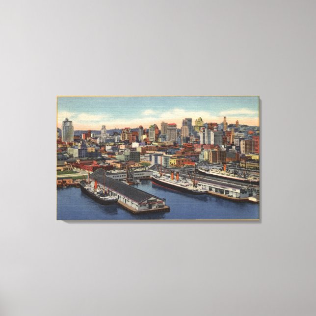 Downtown View from Bay Bridge Canvas Print (Front)