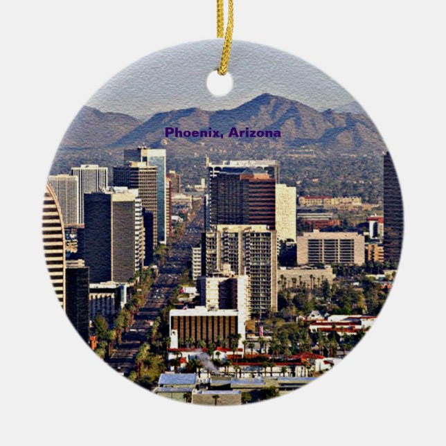Downtown View of Phoenix, Arizona Ceramic Ornament (Front)