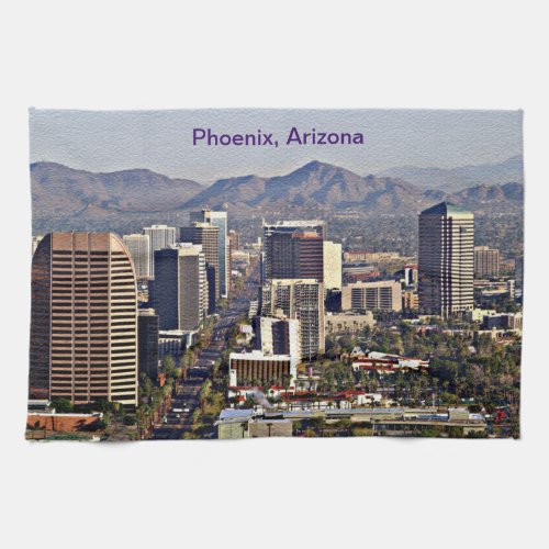 Downtown View of Phoenix Arizona Kitchen Towel
