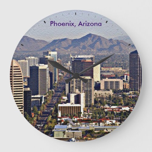 Downtown View of Phoenix Arizona Large Clock