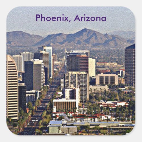 Downtown View of Phoenix Arizona Square Sticker