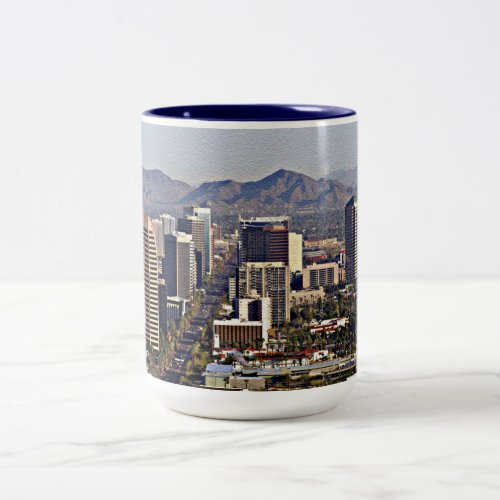 Downtown View of Phoenix Arizona Two_Tone Coffee Mug