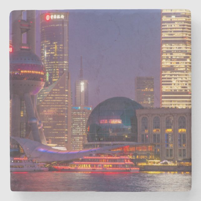 Downtown waterfront shanghai, China Stone Coaster (Front)