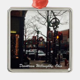Downtown Willoughby Christmas Photo Ornament