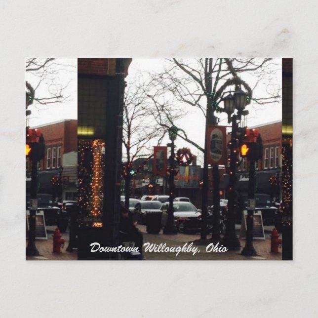 Downtown Willoughby Christmas Photo Postcard (Front)