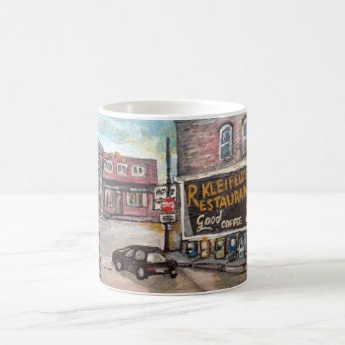 Downtown Willoughby Dog Walk Painting Mug