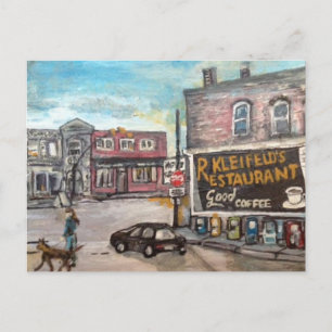 Downtown Willoughby, Dog Walk Painting Postcard