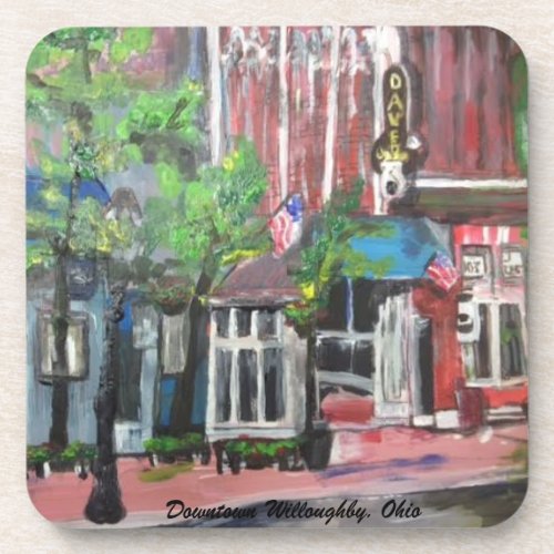 Downtown Willoughby Ohio Painting Coaster