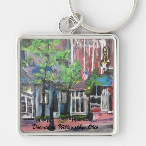 Downtown Willoughby Ohio Painting Key Chain