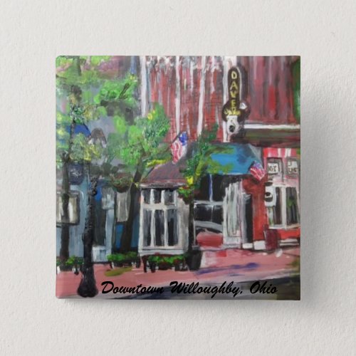 Downtown Willoughby Ohio Painting on a button