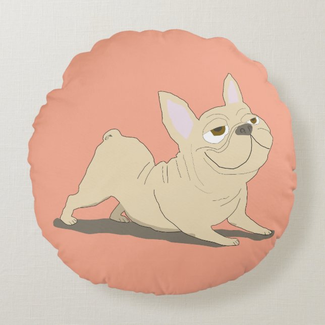 Downward dog round pillow (Front)