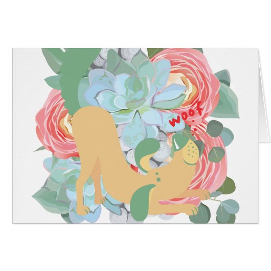 Downward Dog with Flowers Cards (Front Horizontal)