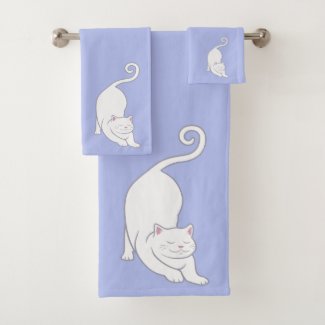 Downward Facing Cat on Light Blue