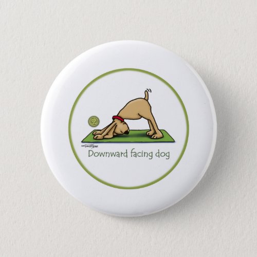 Downward Facing Dog Cartoon Button