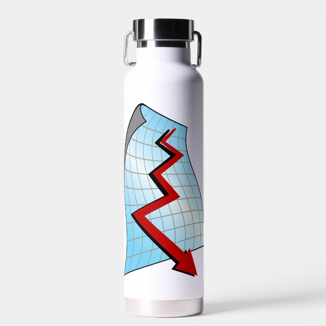 Downward Graph Red Arrow Water Bottle (Front)