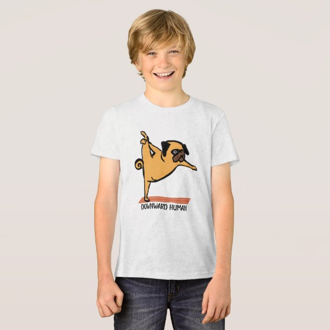 Downward Human-Yoga-Dog-Funny Tri-Blend Shirt (Front Full)