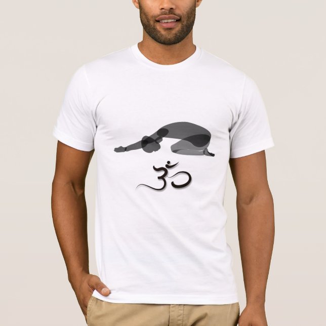 Downward pose black, om symbol T-Shirt (Front)