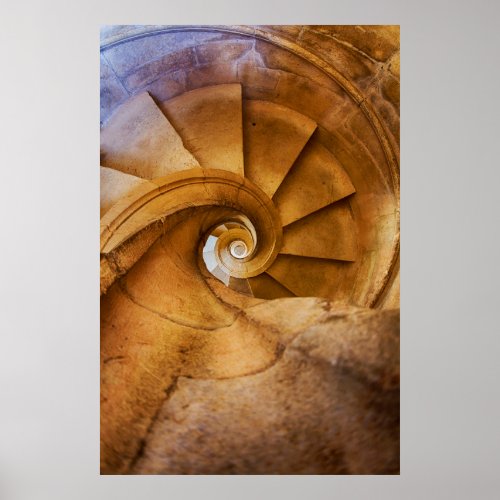Downward spirl staircase Portugal Poster