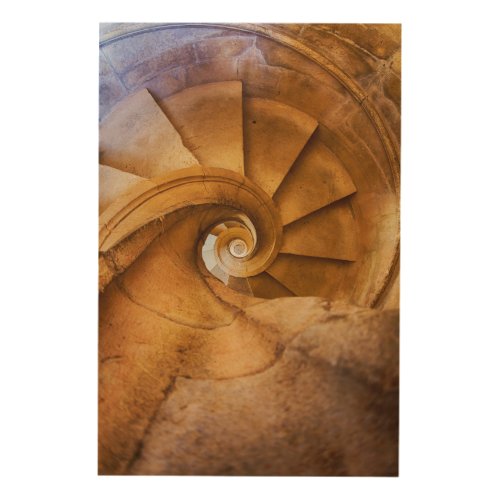 Downward spirl staircase Portugal Wood Wall Art