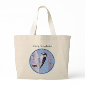Downy Woodpecker Aspen Painting Original Bird Art Large Tote Bag