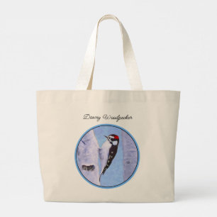 Downy Woodpecker Aspen Painting Original Bird Art Large Tote Bag
